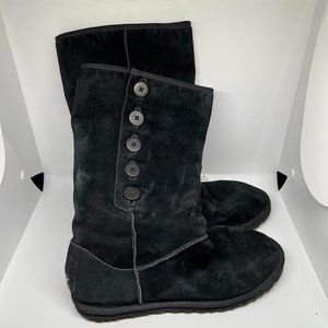 UGG Black Suede Button Winter Boots